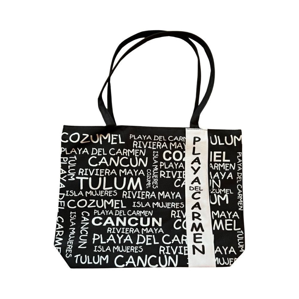 Beach Bag Canvas Tote Imprnted Playa del Carmen NWOT